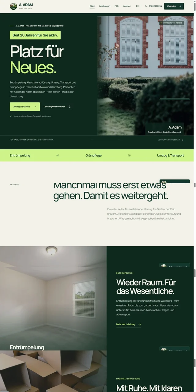 Website von Adam Entrümpelung