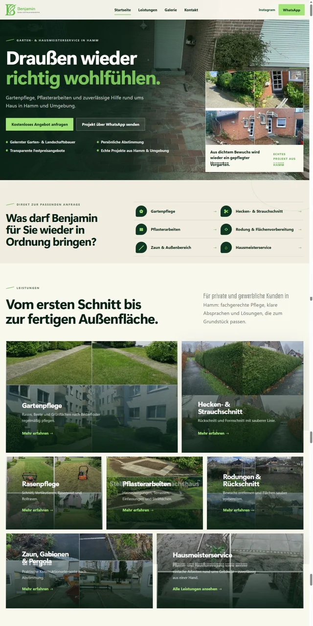 Startseite von Benjamin Garten- und Hausmeisterservice in Hamm