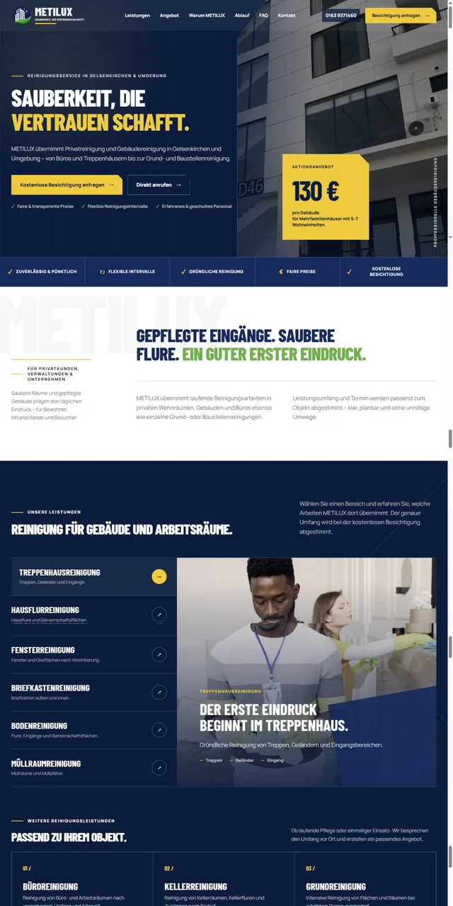 Startseite der METILUX Gebäudereinigung