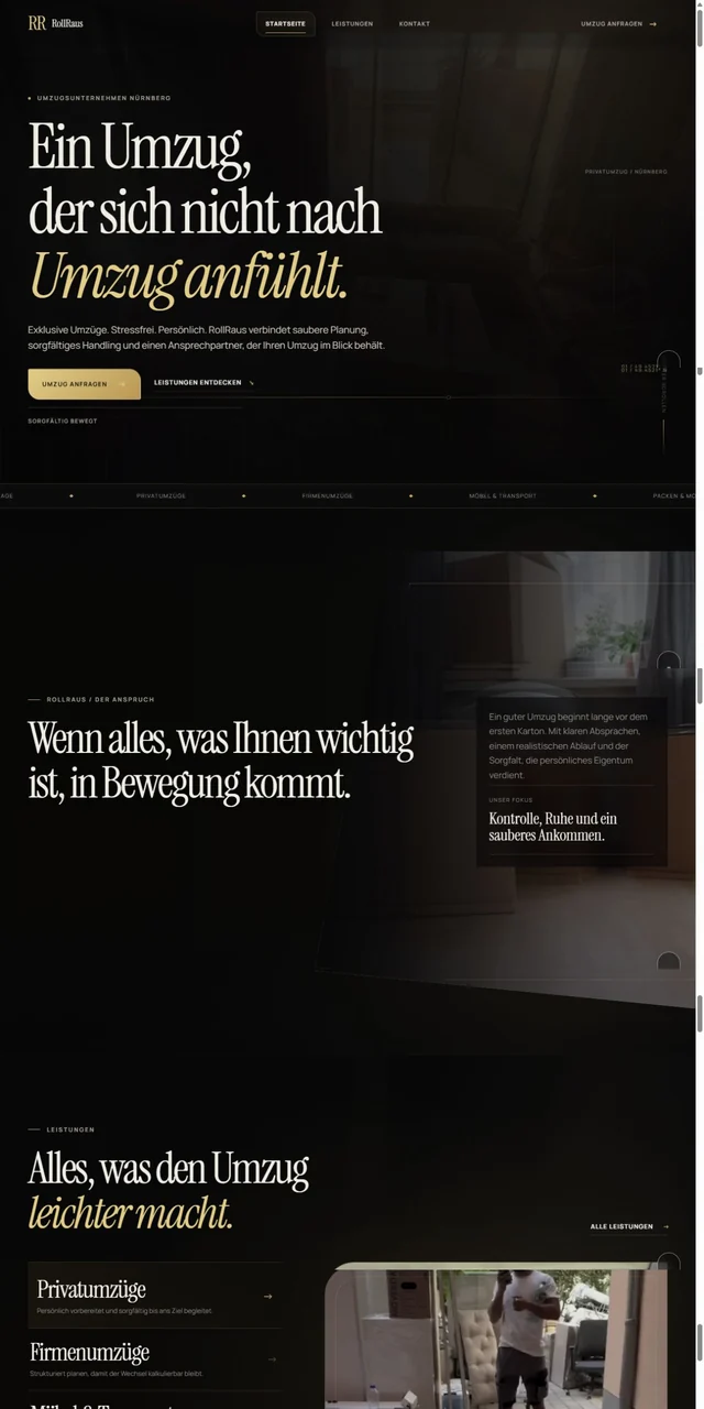 Startseite des RollRaus-Umzugsunternehmens in Nürnberg